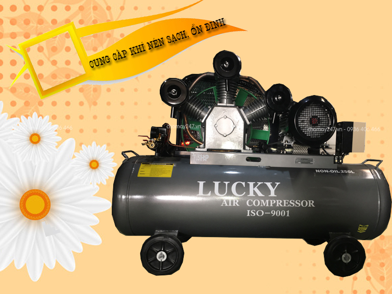 máy nén khí không dầu Lucky K75 7.5HP 250 lít giá rẻ