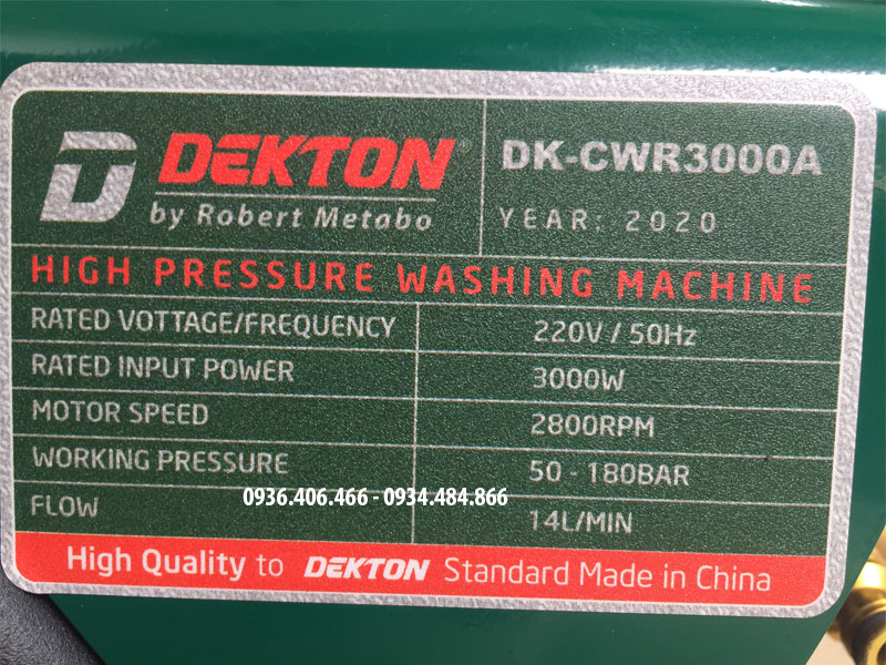Máy xịt rửa xe cao áp 3Kw Dekton DK-CWR3000a