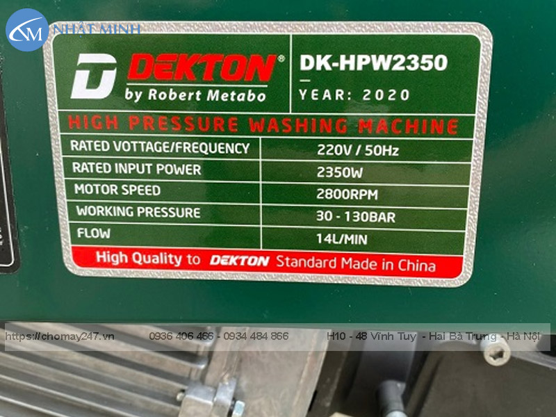 Máy rửa xe gia đình Dekton DK-HPW2350 có chỉnh áp