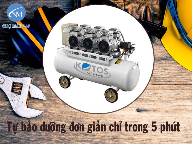 Máy nén khí không dầu Kotos HD750x3/3HP/70L/220V dễ dàng thay thế linh kiện