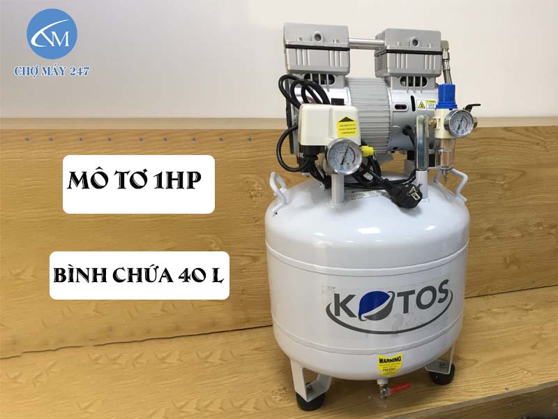 Máy nén khí không dầu Kotos HD750/1HP/40L/220V hoạt động êm