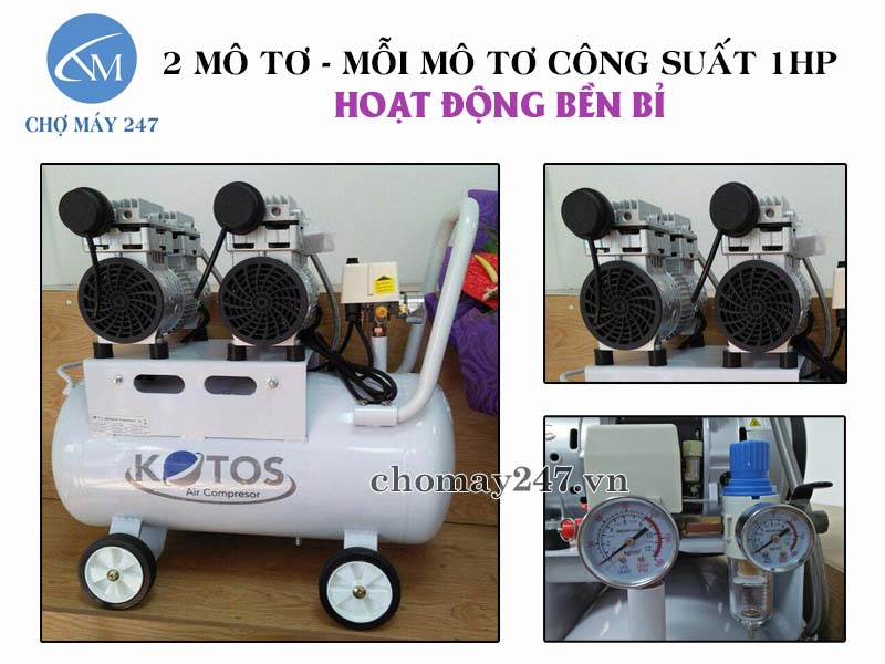 Máy nén khí không dầu Kotos HD750x2/2HP/50L/220V nén khí nhanh