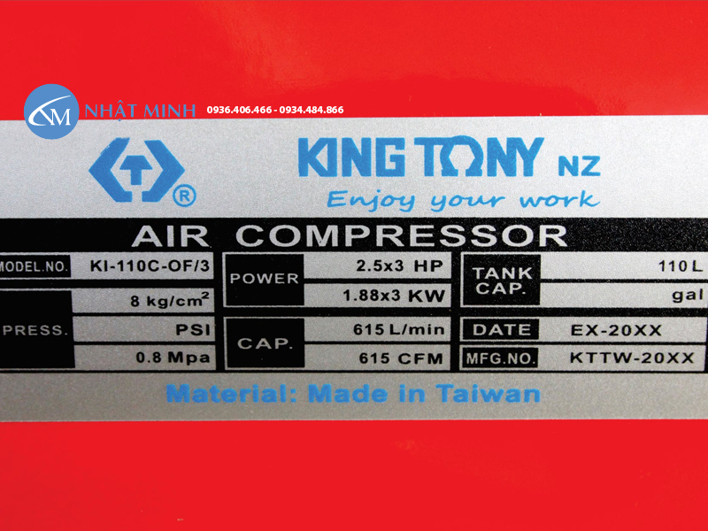 Máy nén khí không dầu Đài Loan King Tony KI-110C/F-3