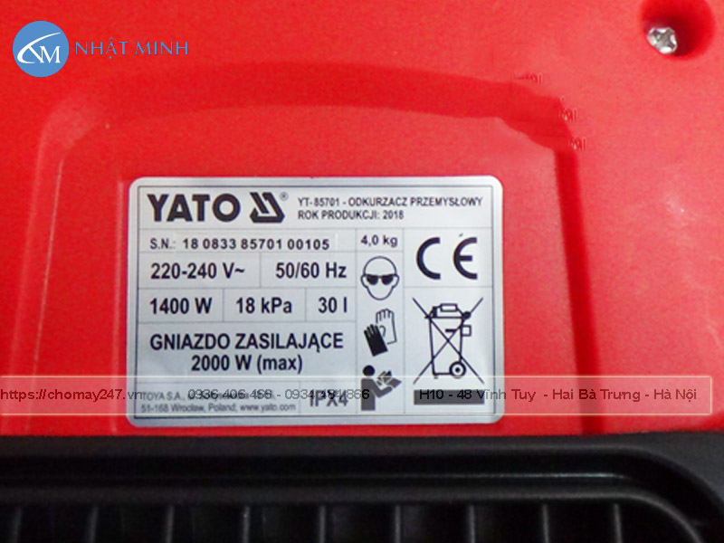 Máy hút bụi công nghiệp Yato YT-85701 1400W 30L