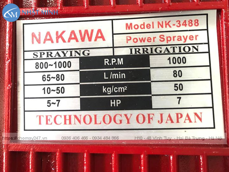 Đầu bơm máy rửa xe dây đai Nakawa NK-3488