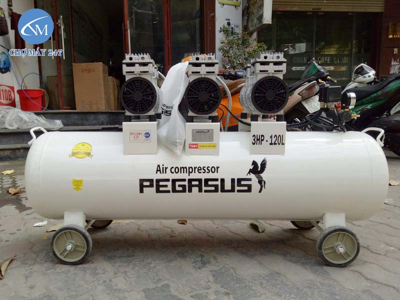  máy nén khí không dầu Pegasus TM-OF750x3-120L 3HP chính hãng