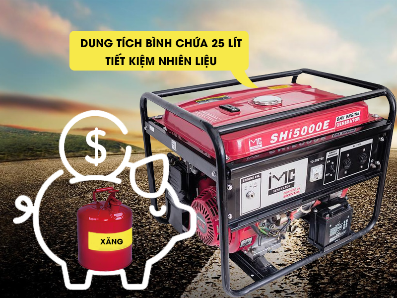 Máy phát điện mini gia đình Honda SHI5000E tiết kiệm nhiên liệu khi vận hành