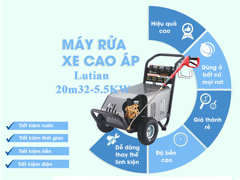 Máy phun áp lực cao Lutian 20M32-5.5T4 5.5/200/380 tiết kiệm điện năng và nguồn nước