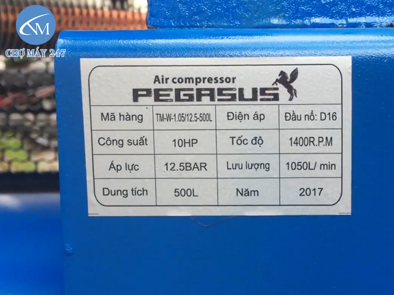 máy nén khí chạy dầu Diesel Pegasus TM-V-1.05/12.5-500L/10HP công suất lớn